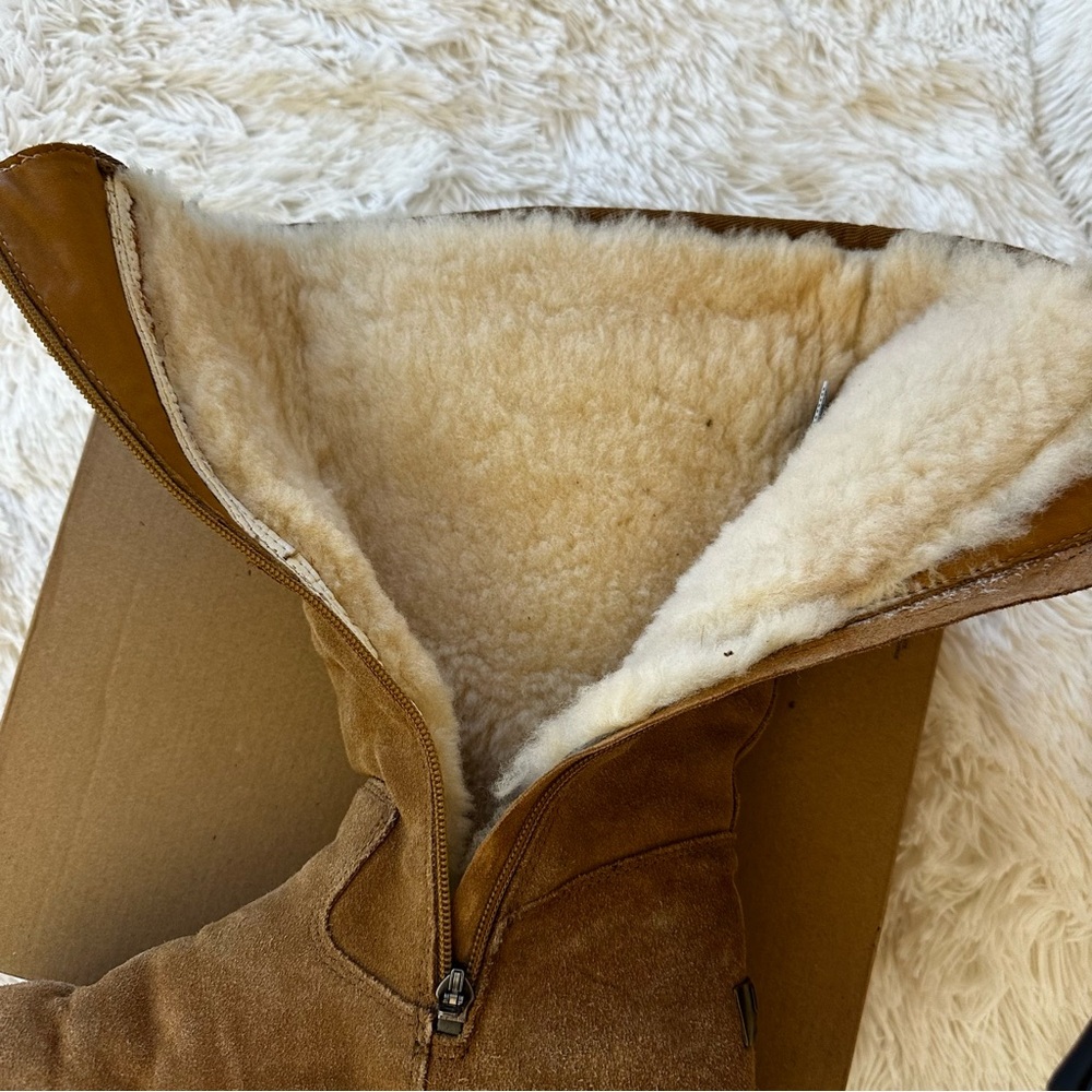 UGG Retro Cargo Tall Boots Chestnut Sheepskin Suede Winter Women’s Size 9 Y2K - Picture 9 of 11